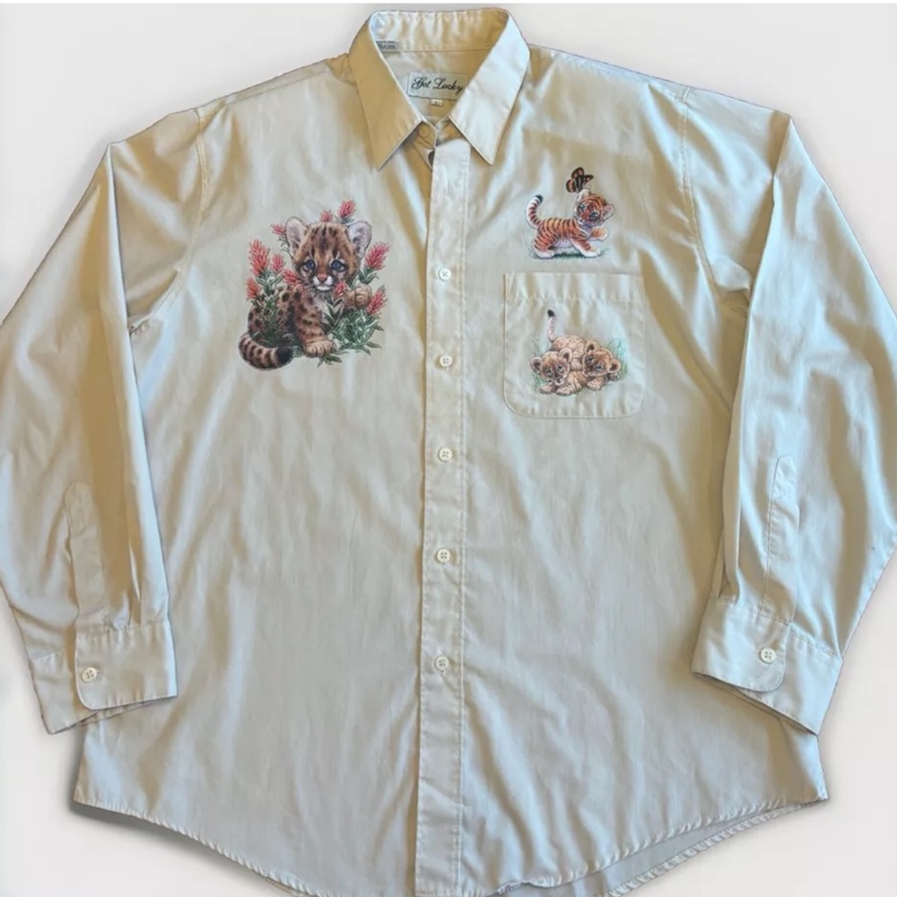 Get Lucky Jungle Cat Button-Down